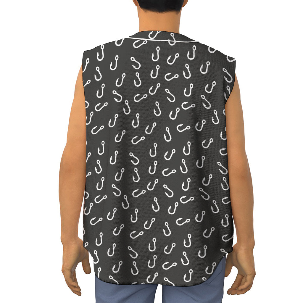 Fishing Hooks Pattern Print Sleeveless Baseball Jersey