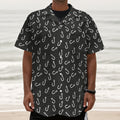 Fishing Hooks Pattern Print Textured Short Sleeve Shirt