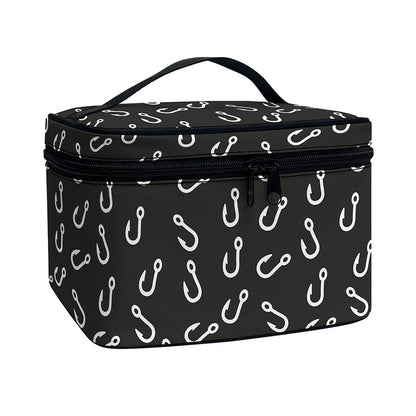 Fishing Hooks Pattern Print Travel Makeup Bag