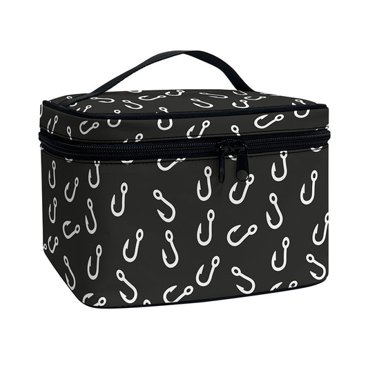 Fishing Hooks Pattern Print Travel Makeup Bag