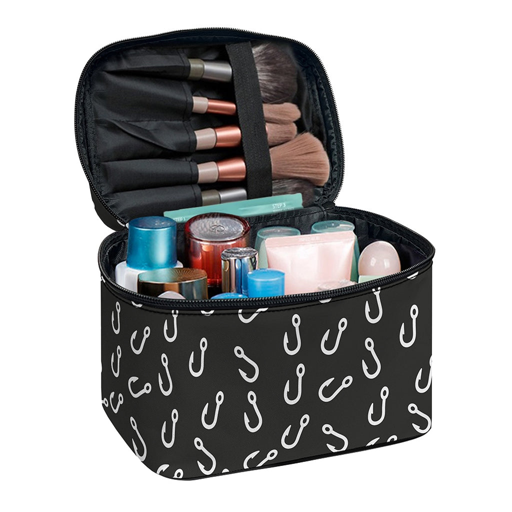 Fishing Hooks Pattern Print Travel Makeup Bag