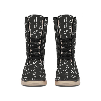 Fishing Hooks Pattern Print Winter Boots