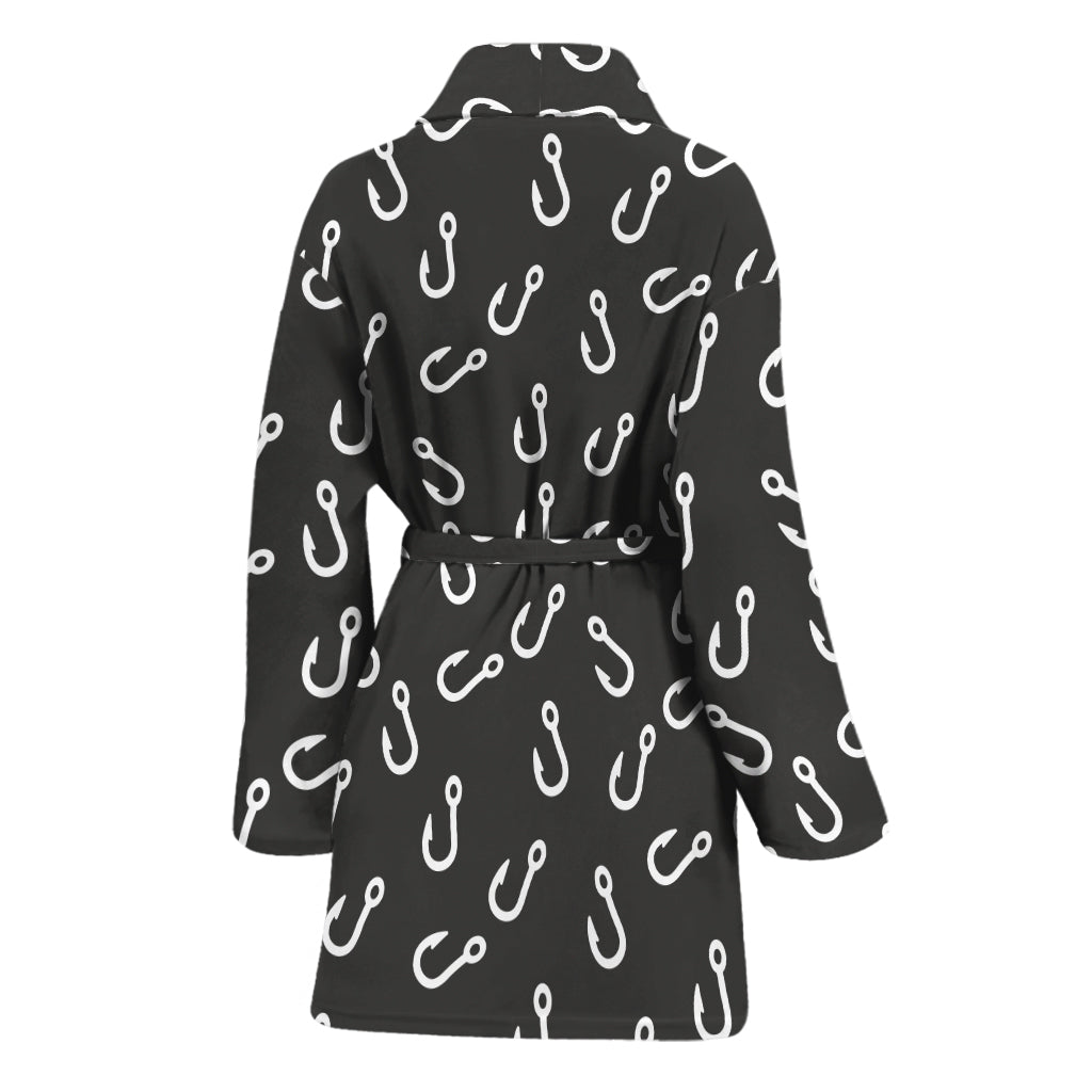 Fishing Hooks Pattern Print Women's Bathrobe