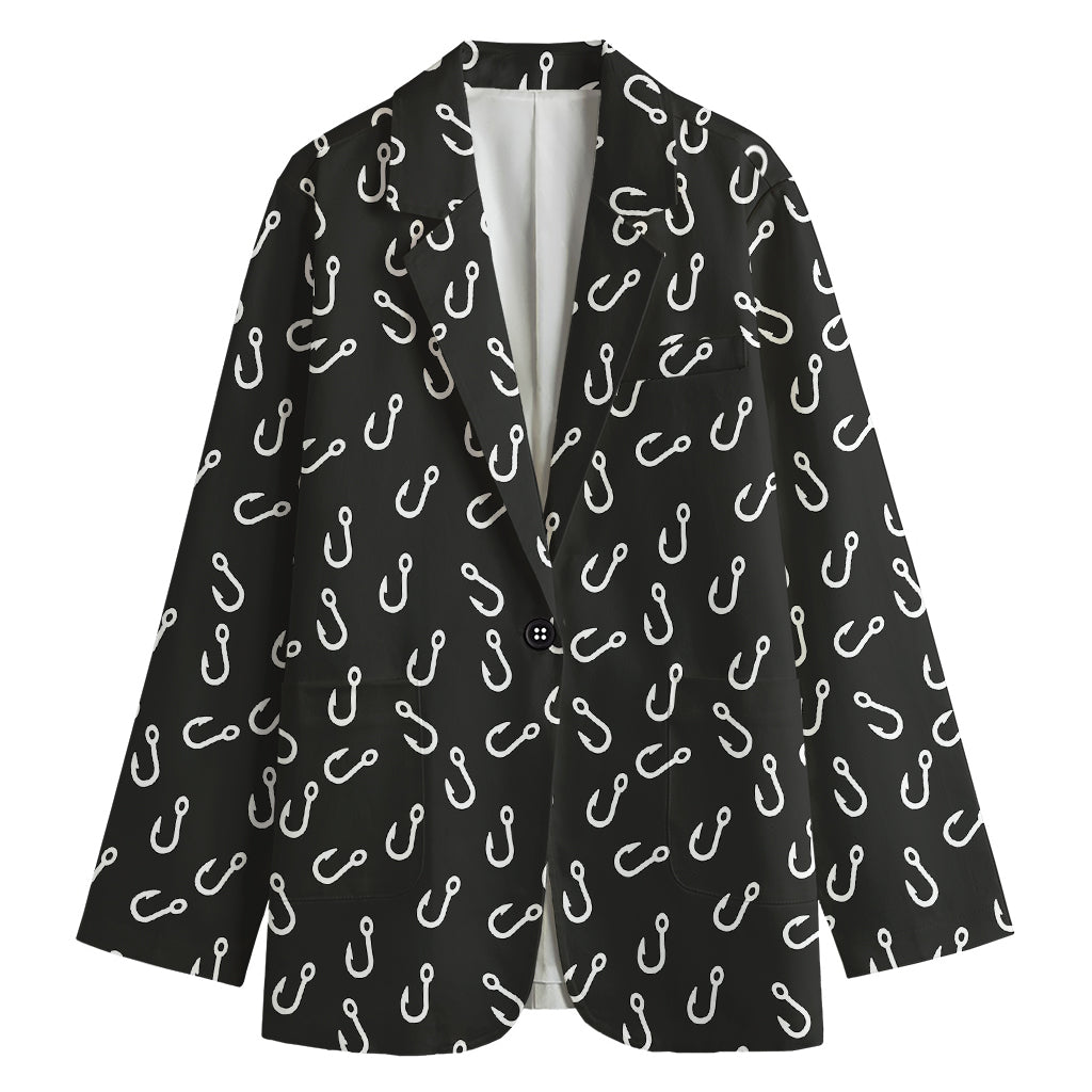 Fishing Hooks Pattern Print Women's Blazer