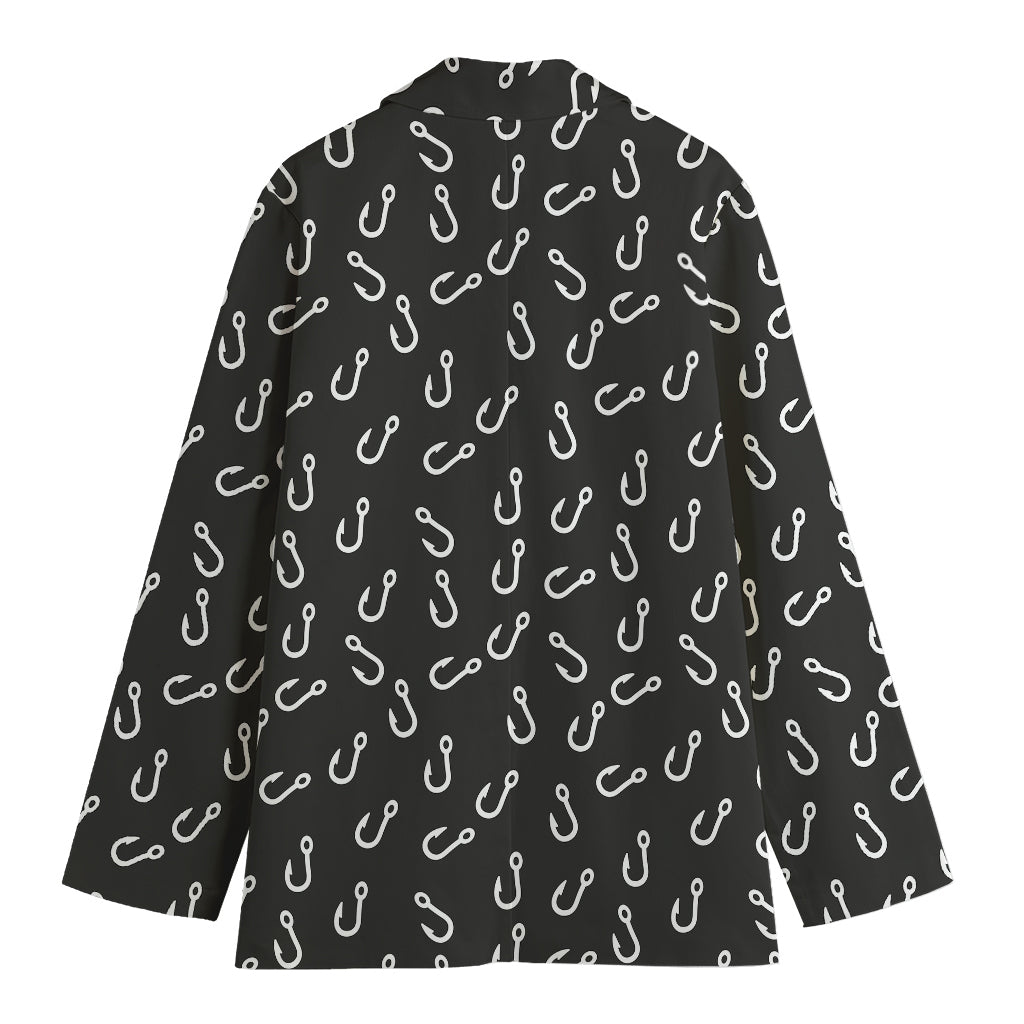 Fishing Hooks Pattern Print Women's Cotton Blazer