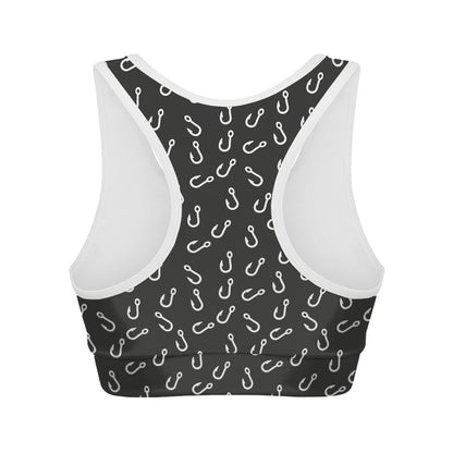 Fishing Hooks Pattern Print Women's Sports Bra