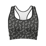 Fishing Hooks Pattern Print Women's Sports Bra