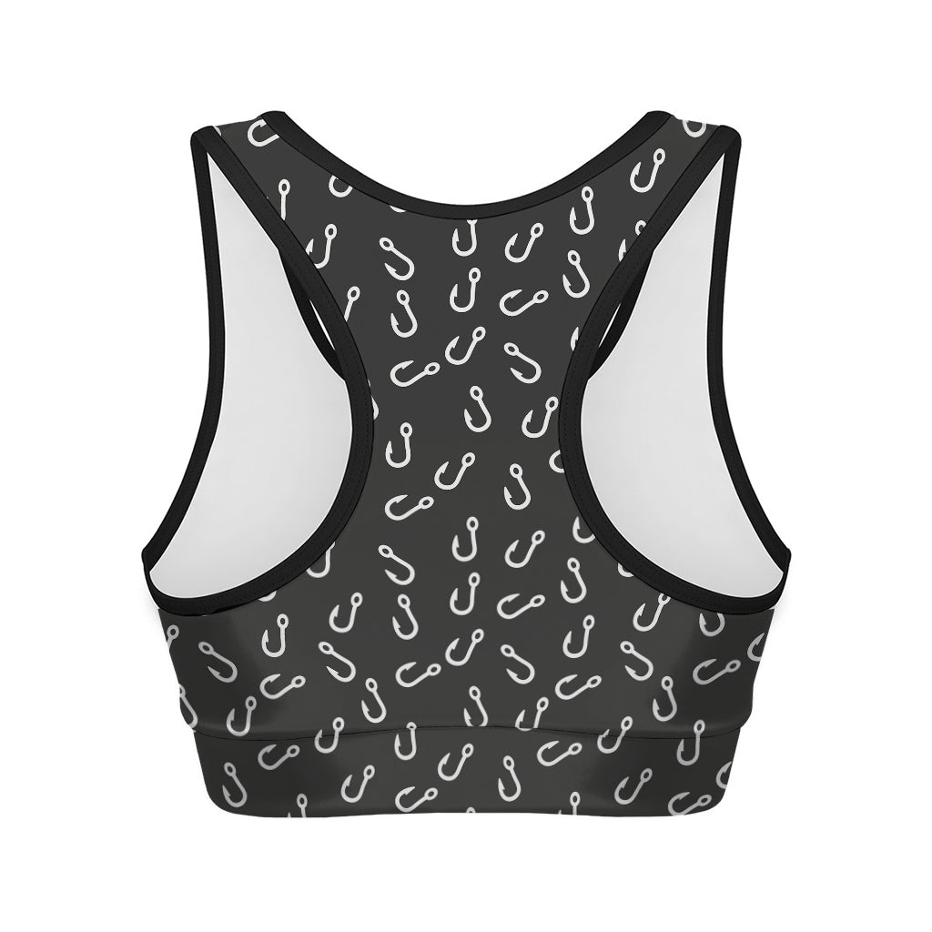 Fishing Hooks Pattern Print Women's Sports Bra
