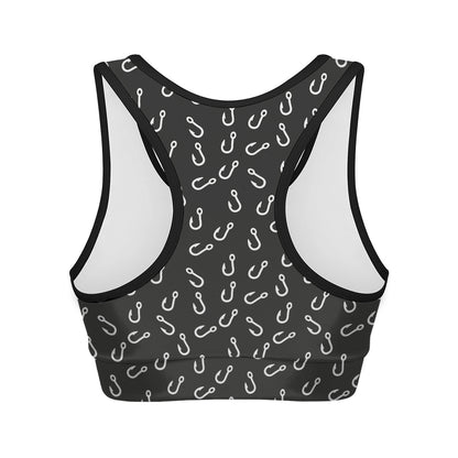 Fishing Hooks Pattern Print Women's Sports Bra