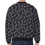 Fishing Hooks Pattern Print Zip Sleeve Bomber Jacket