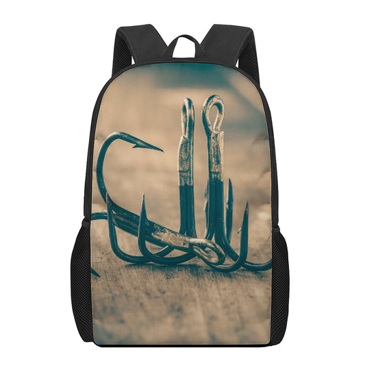 Fishing Hooks Print 17 Inch Backpack