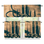Fishing Hooks Print 3 Piece Kitchen Curtains