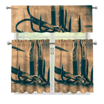 Fishing Hooks Print 3 Piece Kitchen Curtains