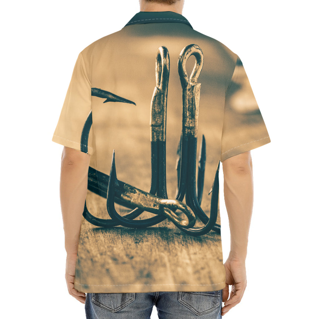 Fishing Hooks Print Aloha Shirt