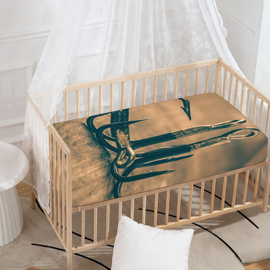Fishing Hooks Print Baby Crib Sheet