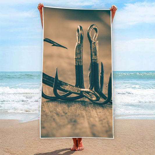 Fishing Hooks Print Beach Towel