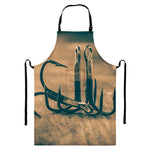 Fishing Hooks Print Bib Apron With Pocket
