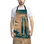 Fishing Hooks Print Bib Apron With Pocket
