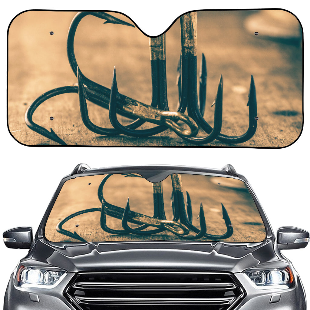 Fishing Hooks Print Car Windshield Sun Shade