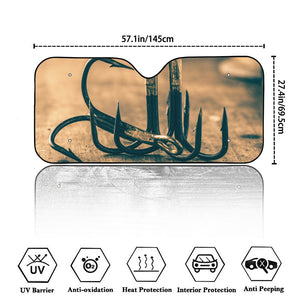 Fishing Hooks Print Car Windshield Sun Shade