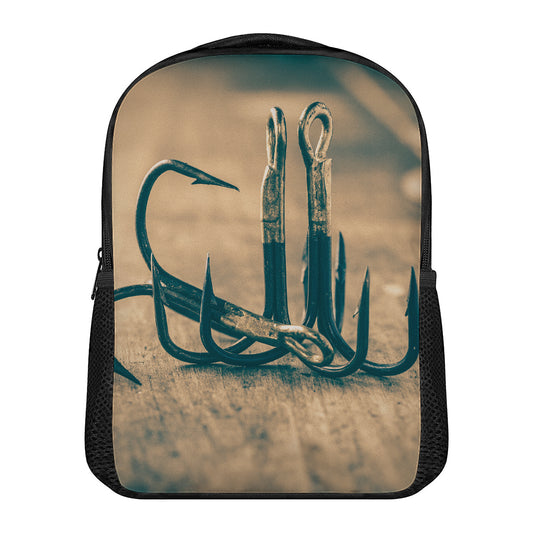 Fishing Hooks Print Casual Backpack