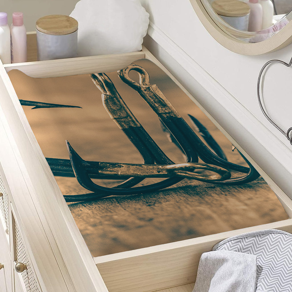 Fishing Hooks Print Changing Pad Cover