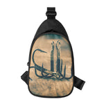 Fishing Hooks Print Chest Bag