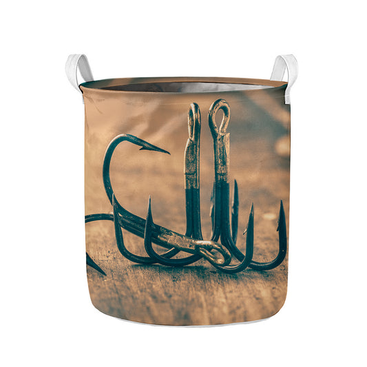 Fishing Hooks Print Collapsible Laundry Basket
