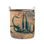 Fishing Hooks Print Collapsible Laundry Basket