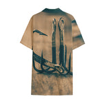 Fishing Hooks Print Cotton Hawaiian Shirt