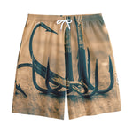 Fishing Hooks Print Cotton Shorts