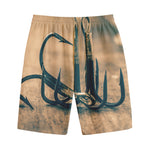 Fishing Hooks Print Cotton Shorts