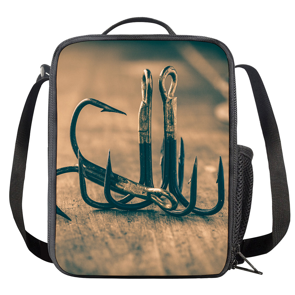 Fishing Hooks Print Crossbody Lunch Bag