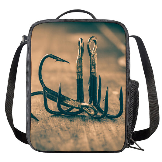 Fishing Hooks Print Crossbody Lunch Bag