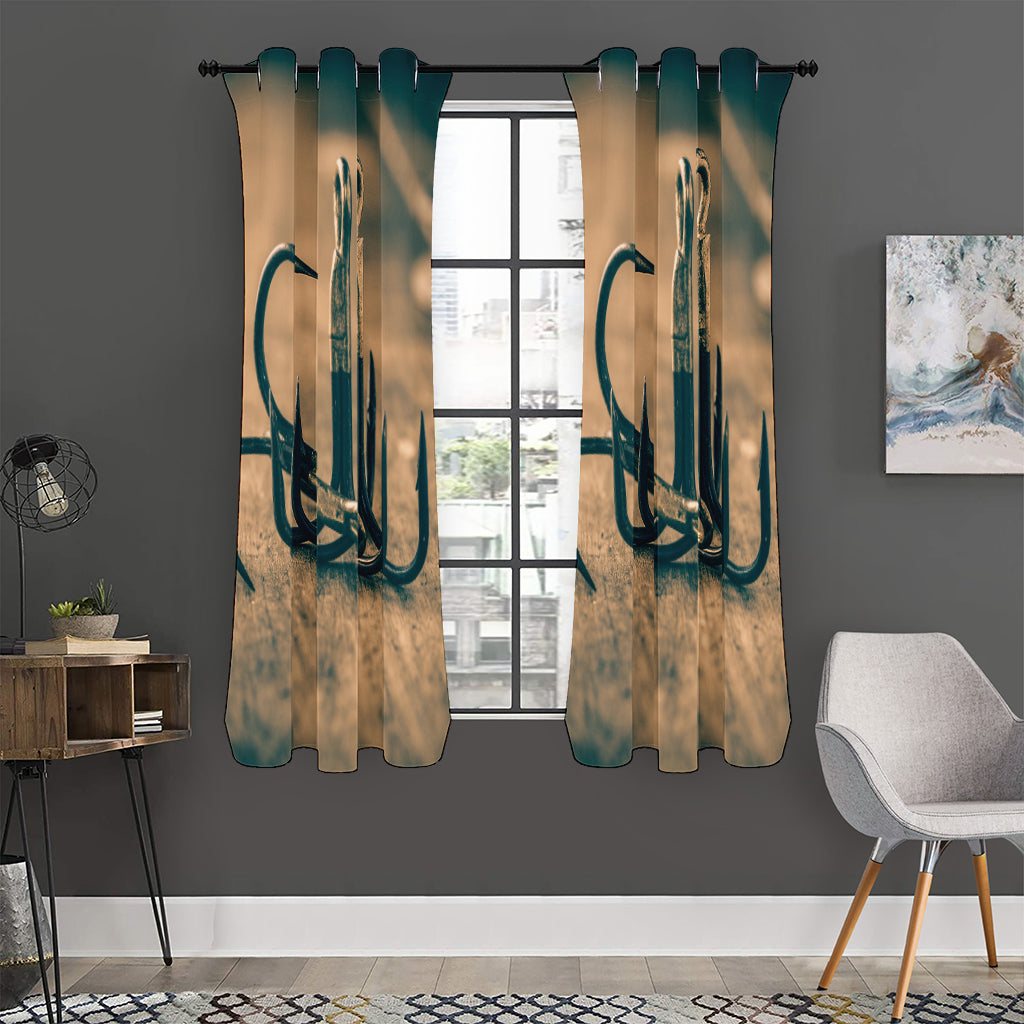 Fishing Hooks Print Curtain