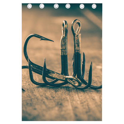 Fishing Hooks Print Curtain