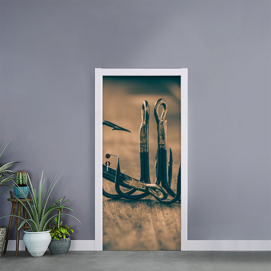 Fishing Hooks Print Door Sticker