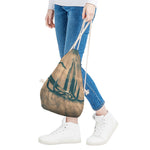 Fishing Hooks Print Drawstring Bag