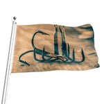 Fishing Hooks Print Flag