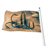 Fishing Hooks Print Flag