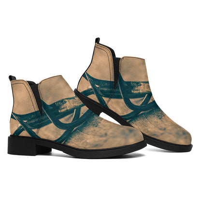 Fishing Hooks Print Flat Ankle Boots