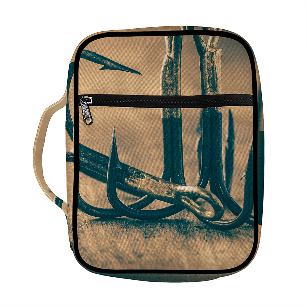 Fishing Hooks Print Front Pocket Bible Bag