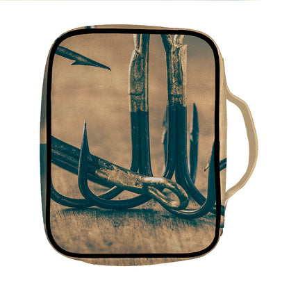 Fishing Hooks Print Front Pocket Bible Bag
