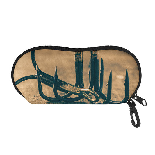 Fishing Hooks Print Glasses Case