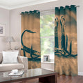 Fishing Hooks Print Grommet Curtains