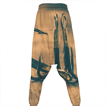 Fishing Hooks Print Hammer Pants
