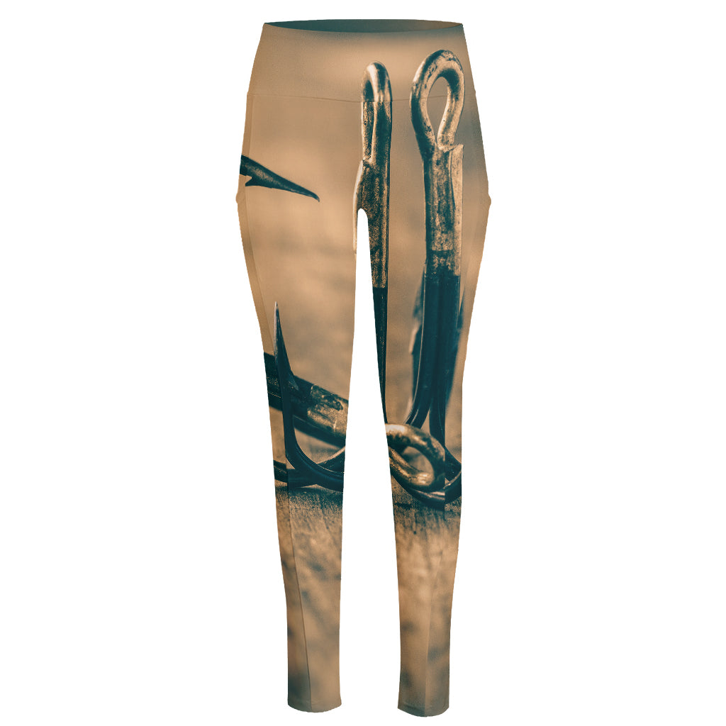 Fishing Hooks Print High-Waisted Pocket Leggings