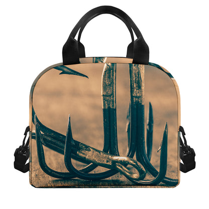 Fishing Hooks Print Insulated Lunch Bag