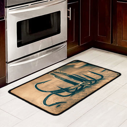 Fishing Hooks Print Kitchen Mat