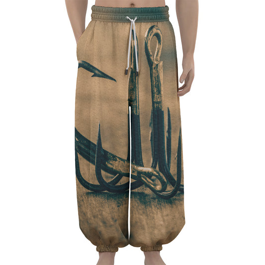 Fishing Hooks Print Lantern Pants